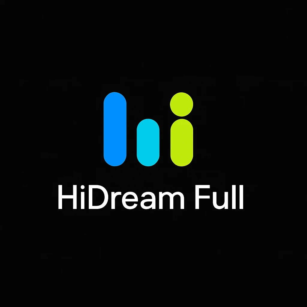 create high dream logo like this with text "HIDream Full", black background  emoji