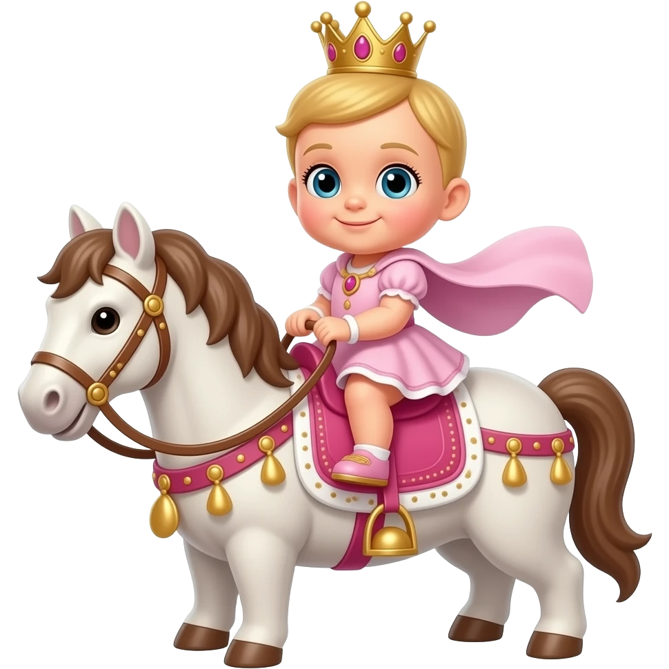 Baby Queen riding on the toy emoji