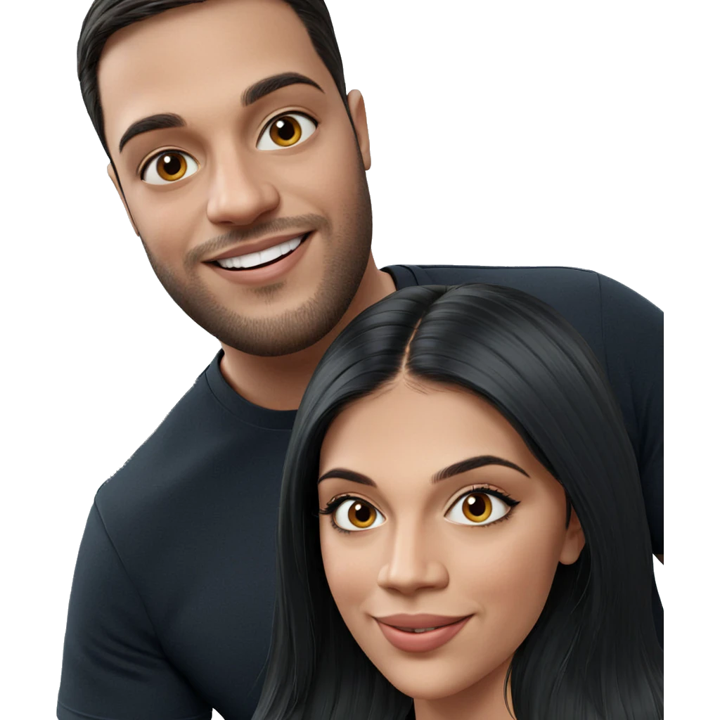 smiling couple casual portrait emoji
