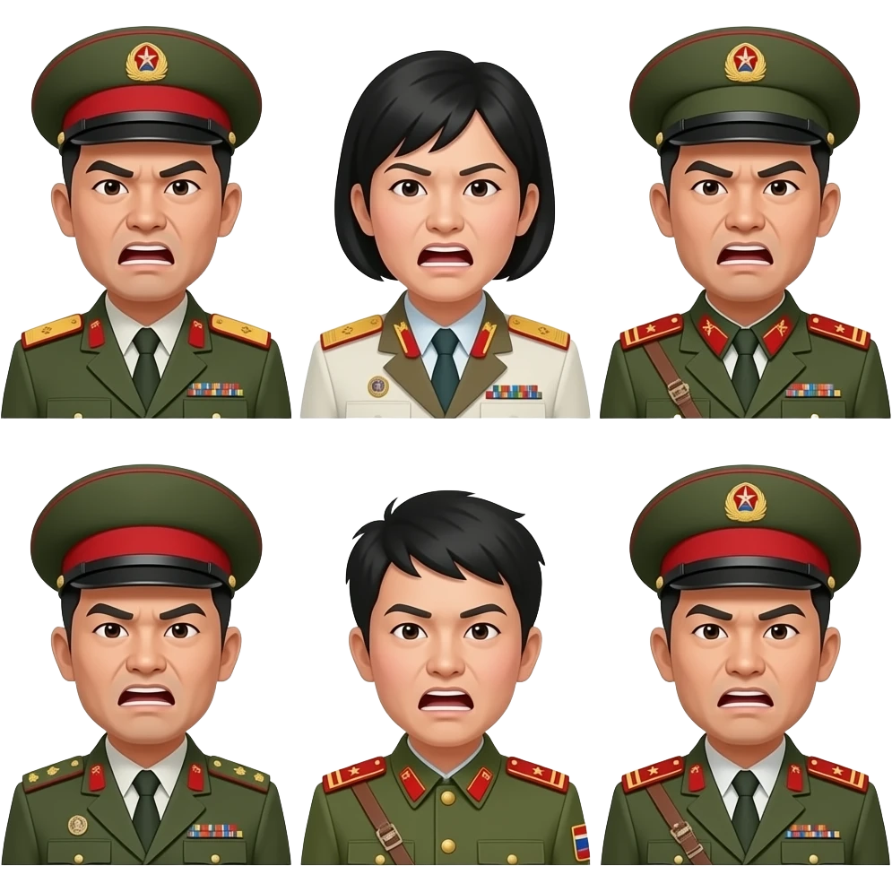 North Korea Army different ages with rage emoji
