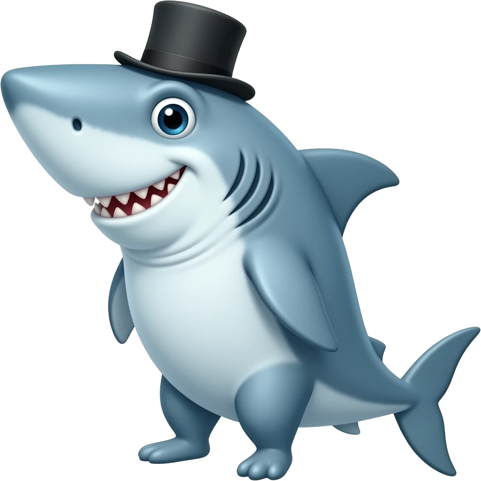 Shark with a top hat emoji