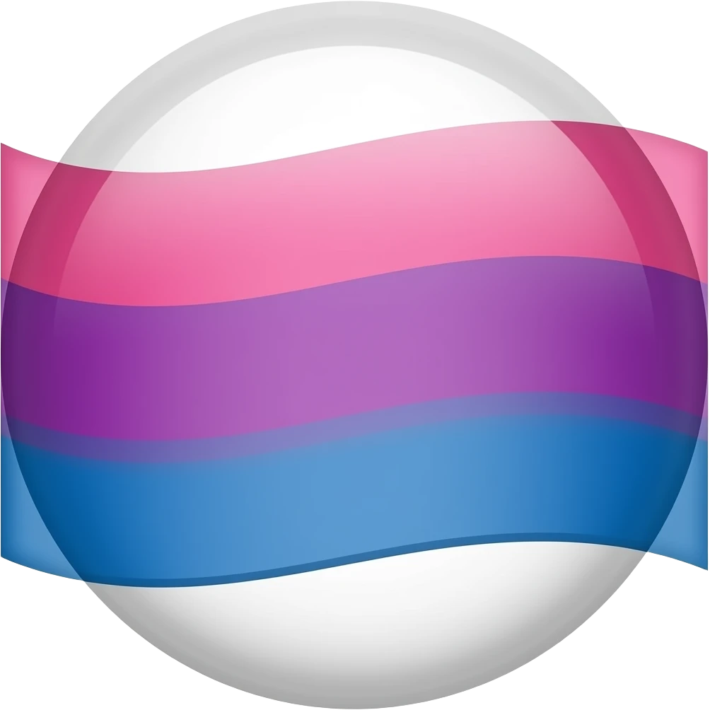 Le drapeau bisexuel comporte trois bandes horizontales : rose, violet et bleu. emoji