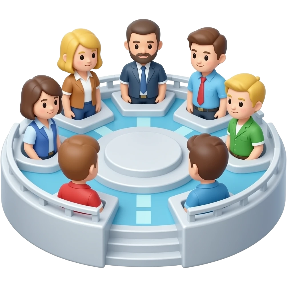 3D icon, teamwork. An icon representing multiplayer gaming, featuring a digital arena where diverse characters emoji