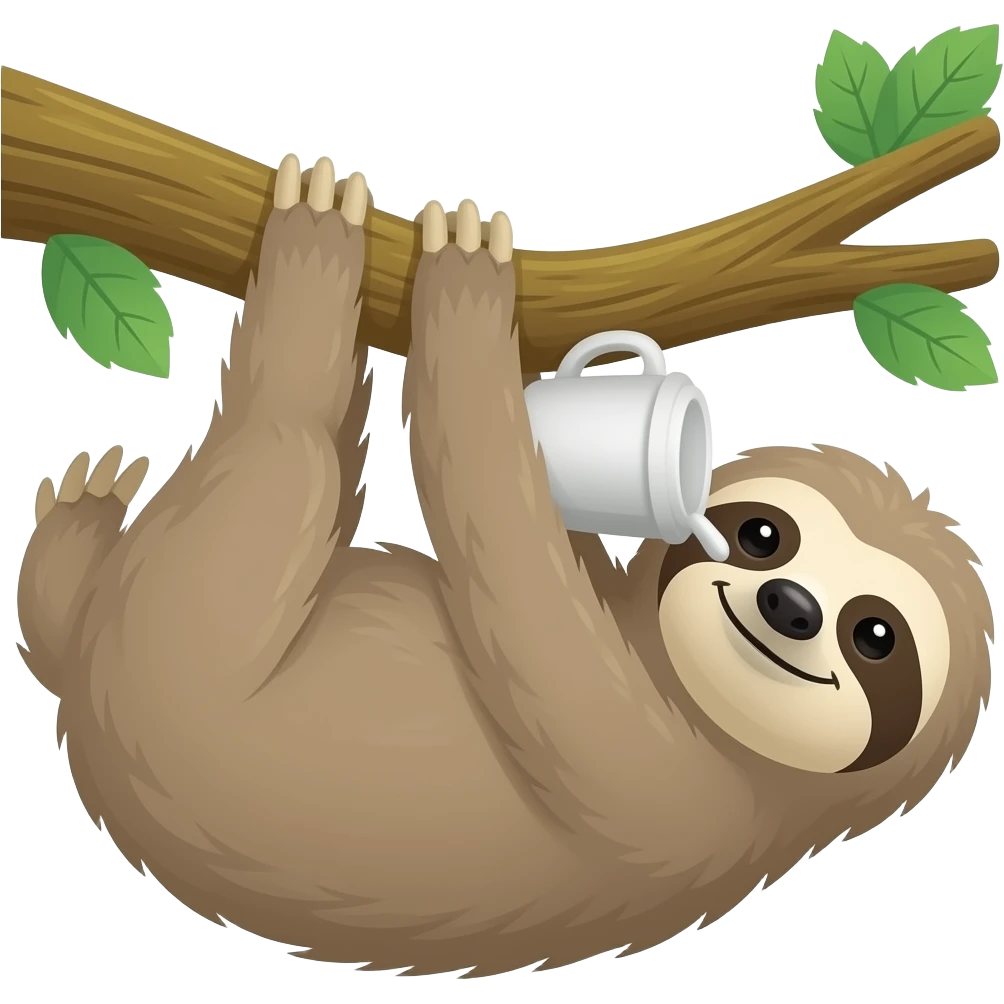 hanging sloth tree coffee emoji