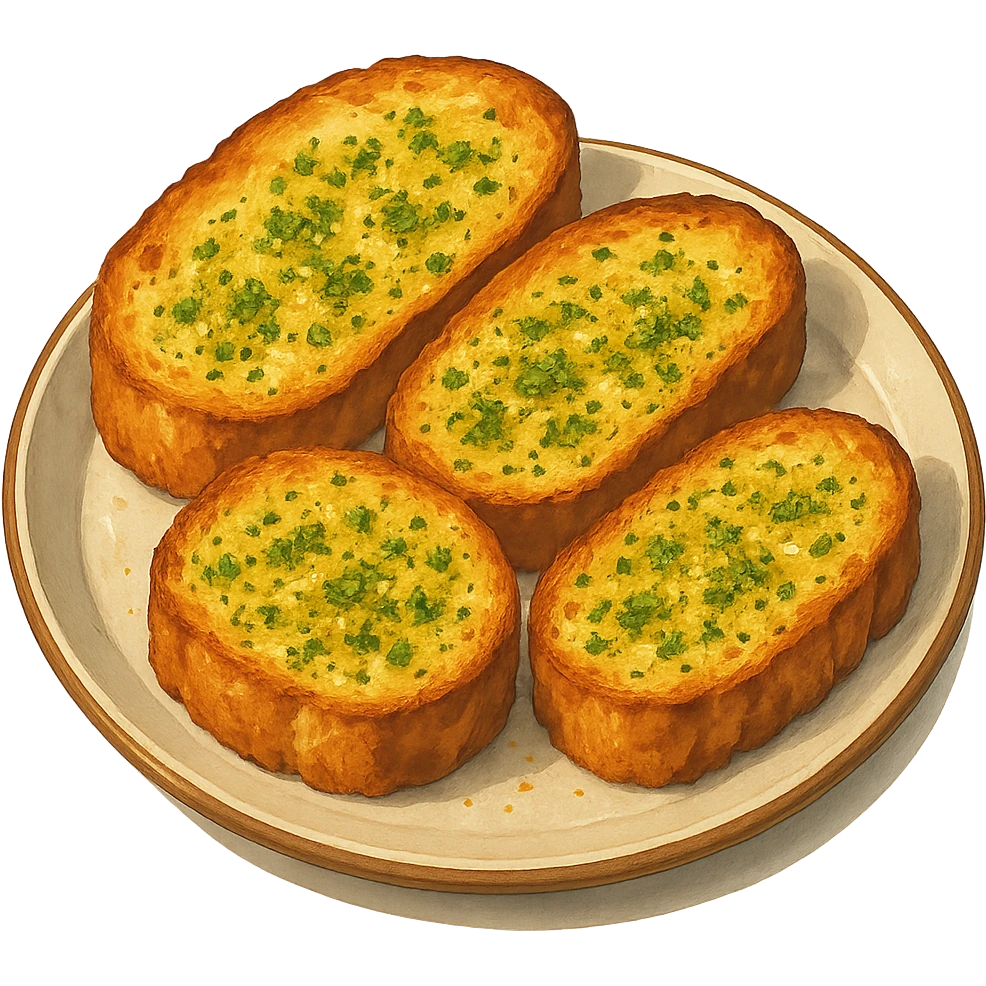 EPIC garlic bread, plated CUISINE emoji