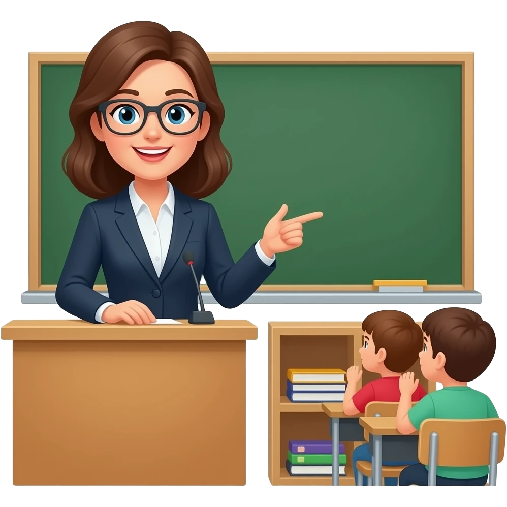 Profesora dando clases pero sin niños emoji