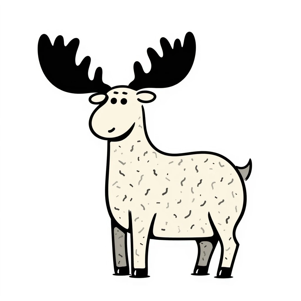Hand drawn doodle style moose emoji