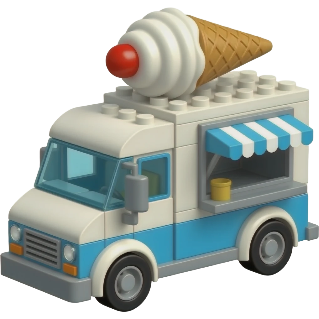 Lego style ice cream truck emoji