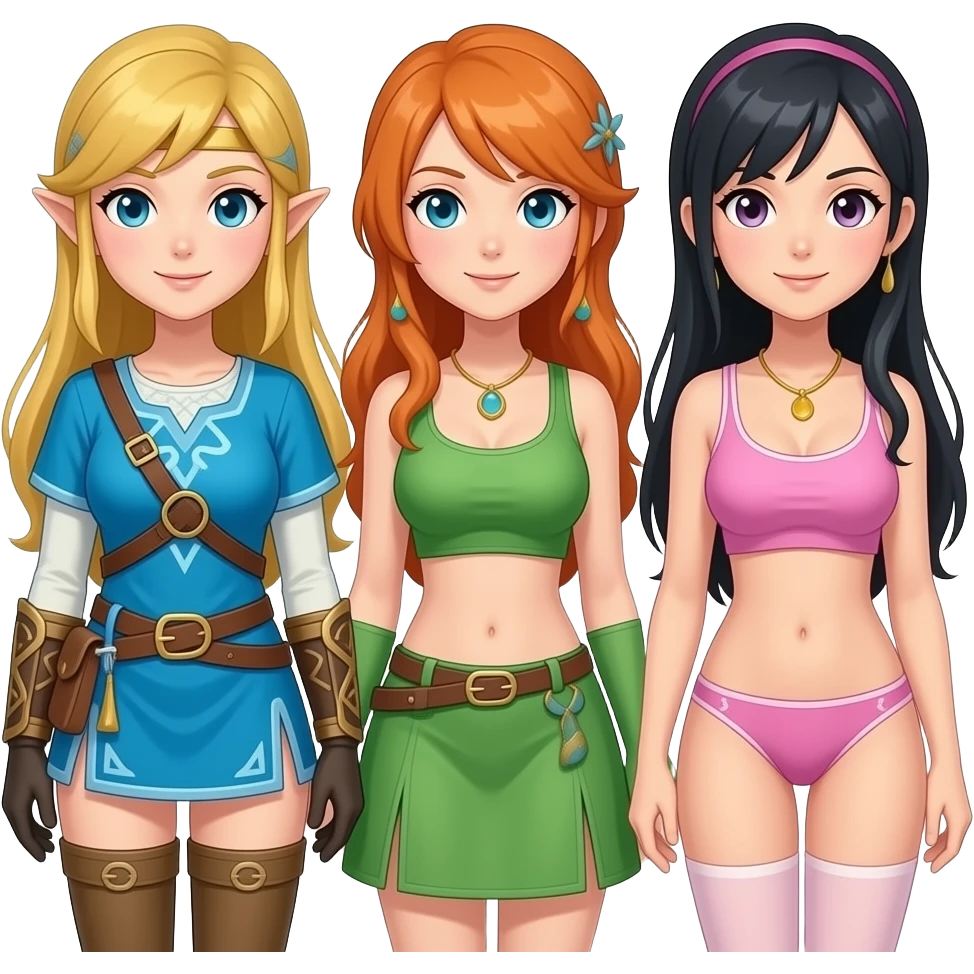 Prinsesse zelda, nami, robine nue a cote tous reunie emoji