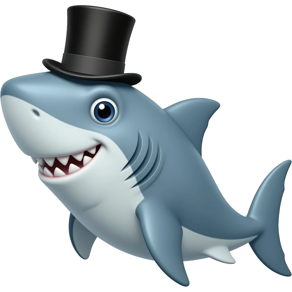 Shark with a top hat emoji