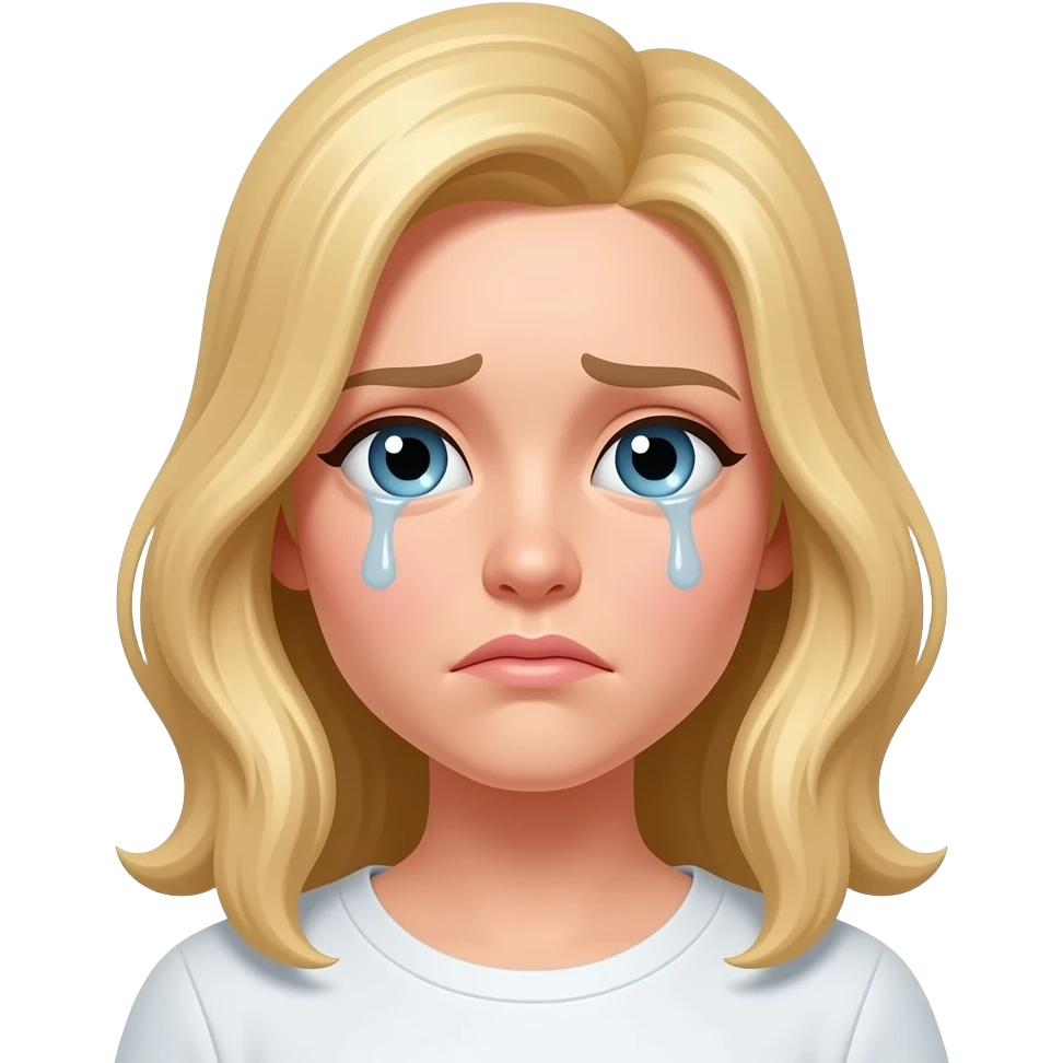 Blonde woman with a sad expression emoji