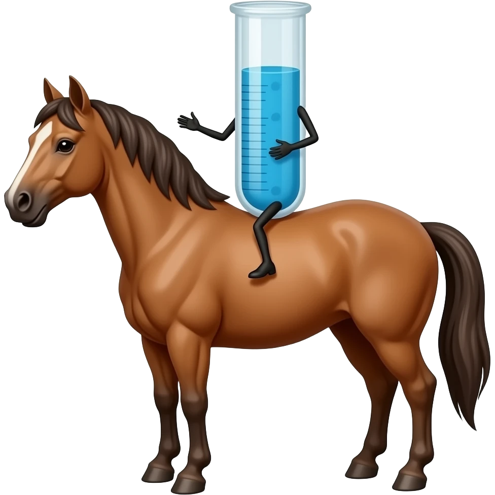 Test tube with legs on a horse emoji