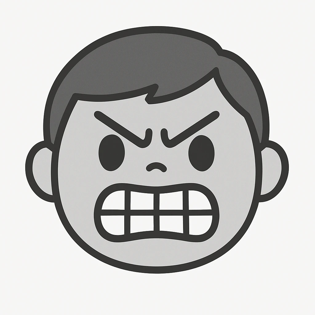 face making a 'grrrr' expression, furrowed brows, gritted teeth, simple illustration emoji