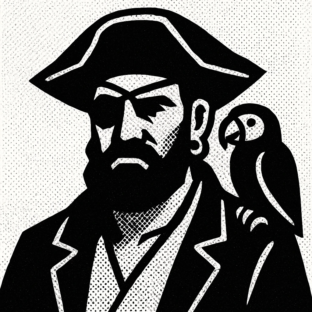 pirate with eye patch and parrot emoji