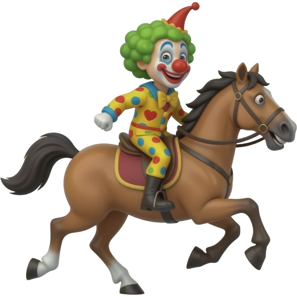 horse is a clown running right emoji