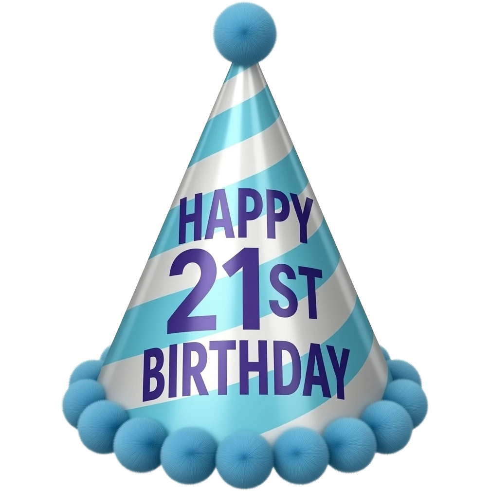 HAPPY 21ST BIRTHDAY PRINTED ON HAT emoji