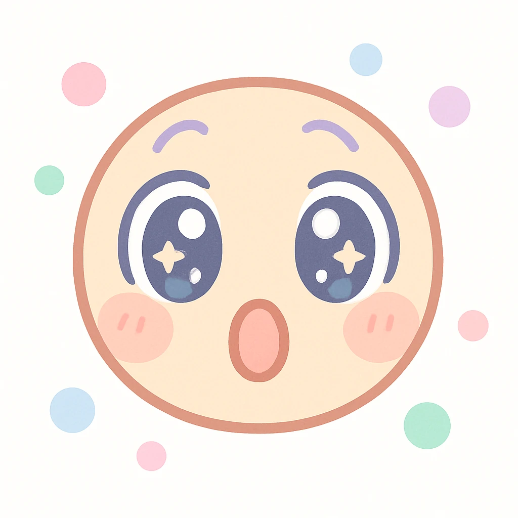 anime themed emoji, surprised face, wide open eyes, small mouth, energetic vibe emoji