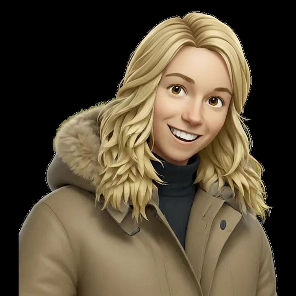 нарисуй точно такую же девушку, но без шапки, без фона  emoji