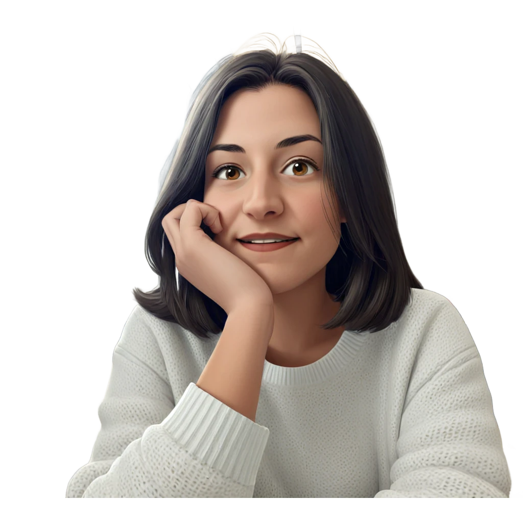 girl in white sweater indoors emoji