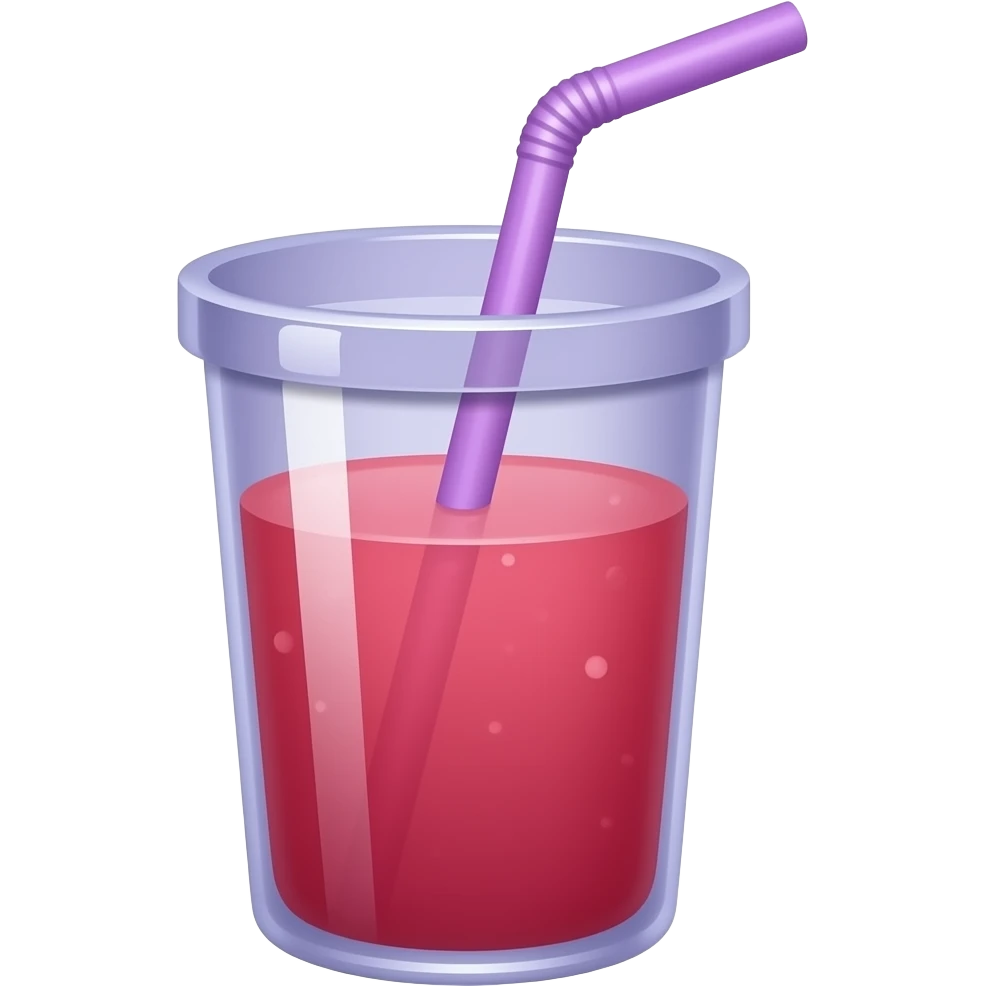 detailed emoji illustration violet pastel thermos, tumbler, with a light straw the water inside is light red like a grenadinecute emoji style emoji