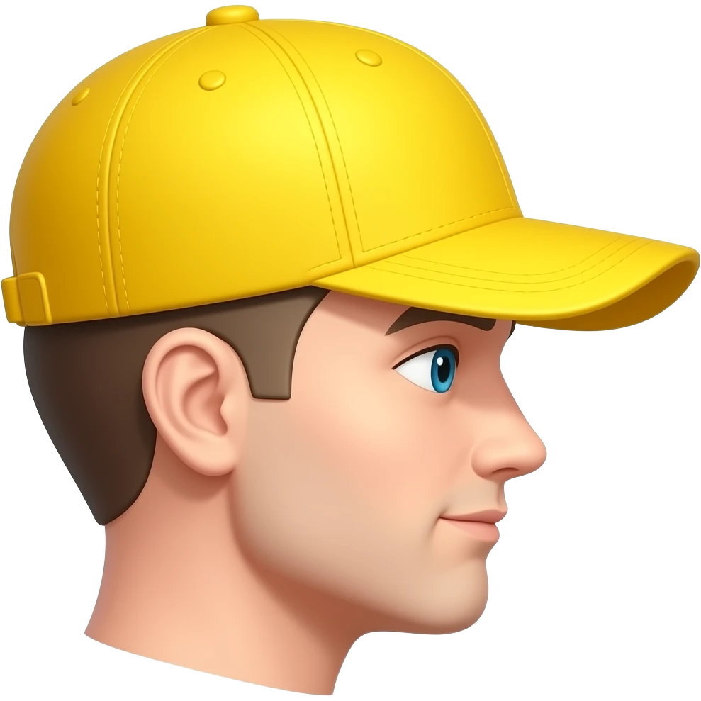 cap with straight head side view in vibrant yellow color emoji
