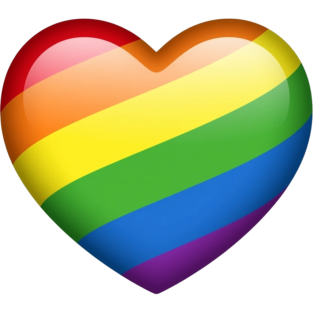 One heart is filled with rainbow colour emoji