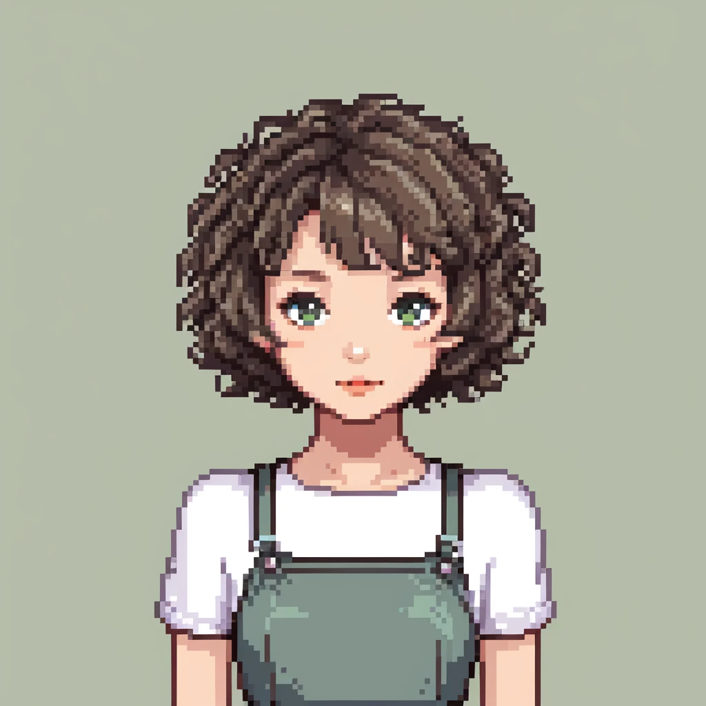 cute girl with short permed hairstyle, bob cut with curls emoji