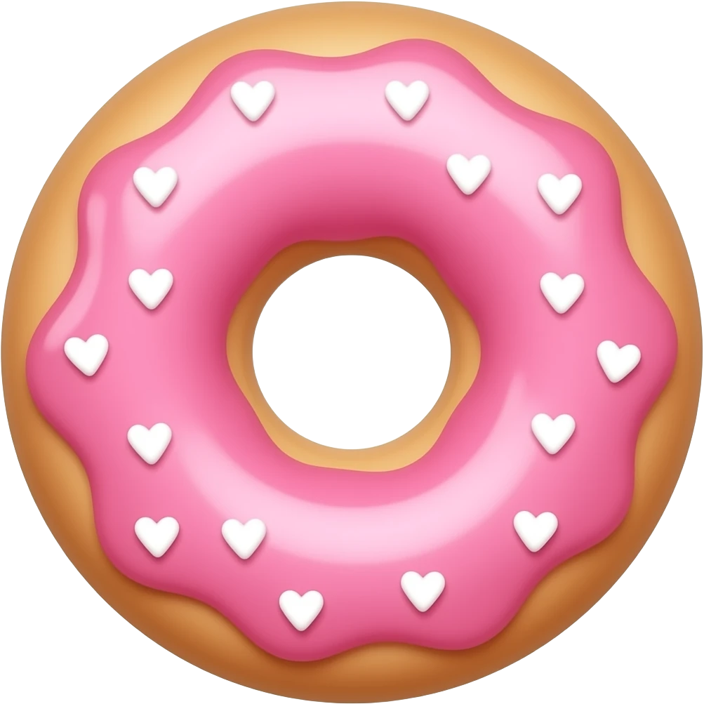 donut with pink glaze and light brink heart sprinkles emoji