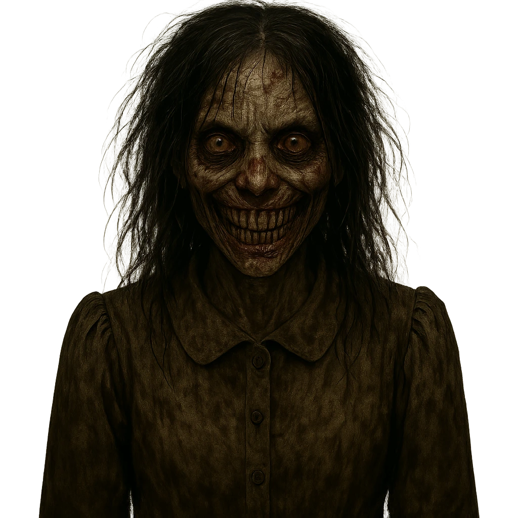 Remove the background, keep only the creepy girl with a transparent background. emoji