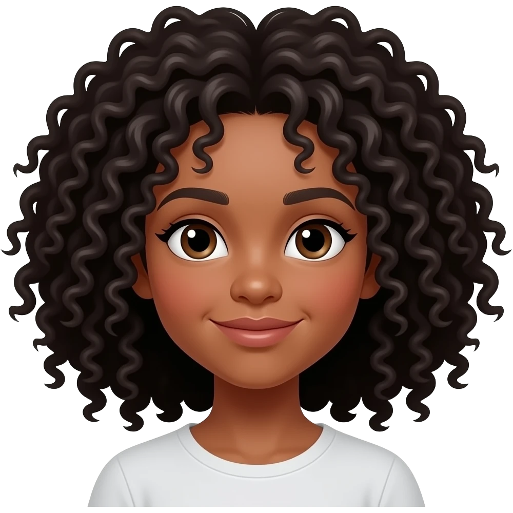 Brown girl with curly black hair emoji