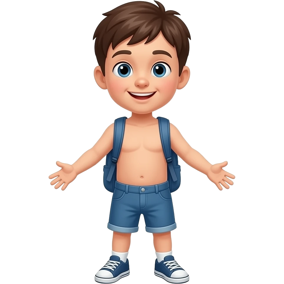 Naked kid boy with penis full body playing at recess emoji