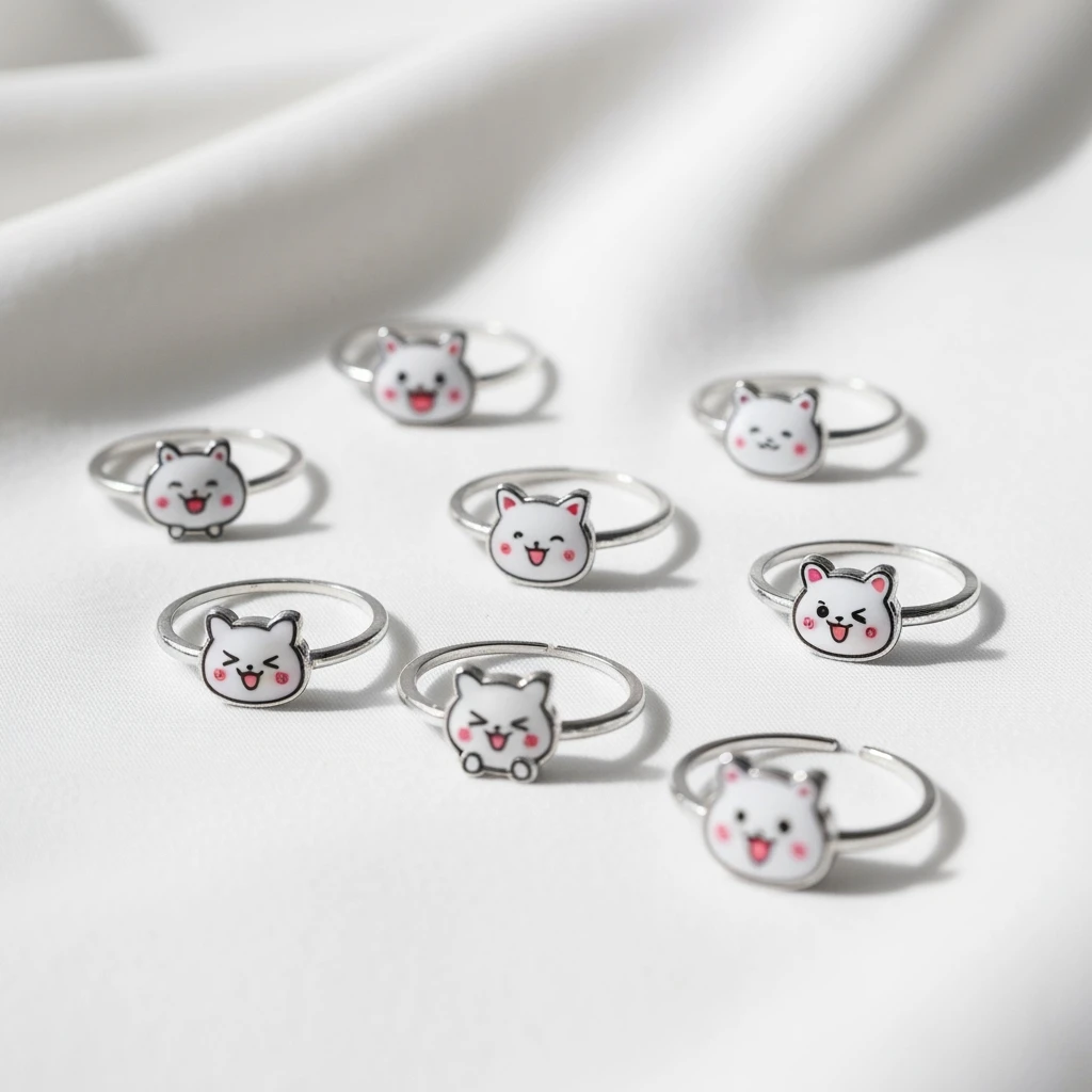 kpop friendship ring set, cute, expressive, minimal emoji