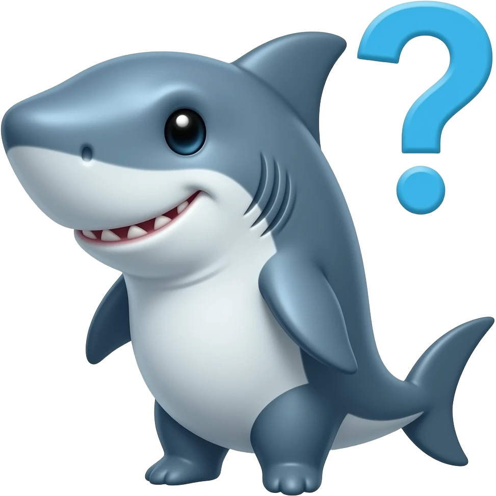 An inquisitive shark asking a question emoji
