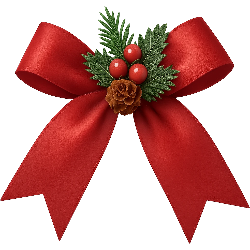 Christmas bow with decoration , remove background emoji