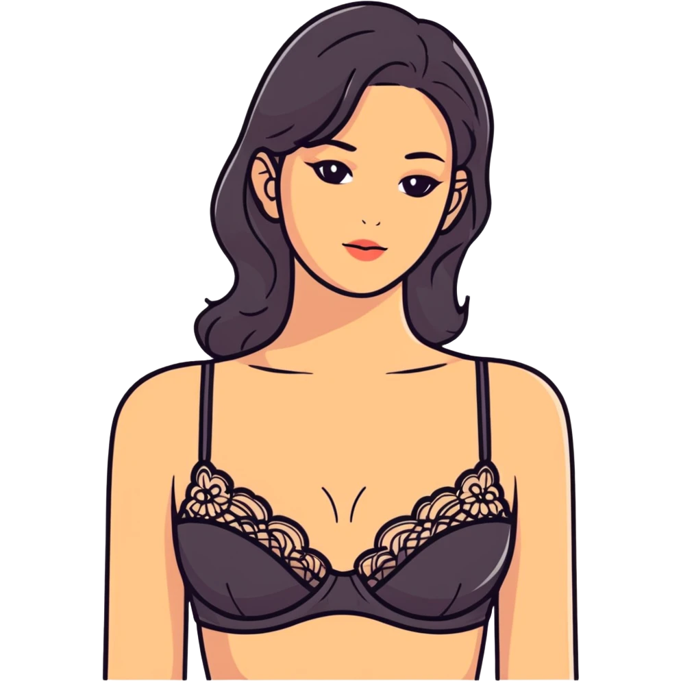 A woman with a lace bra emoji