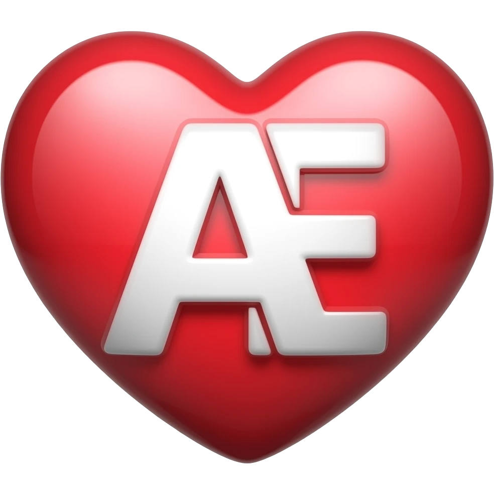 A heart symbol with the letters A and E jmerged togheter as a single letter  in it emoji
