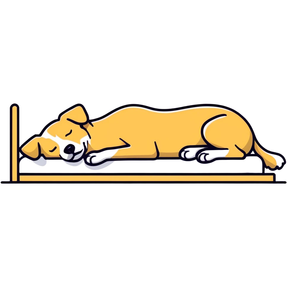a person sleeping with a white dog emoji