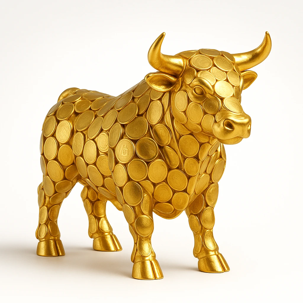 bull made of gold coins, crypto concept emoji