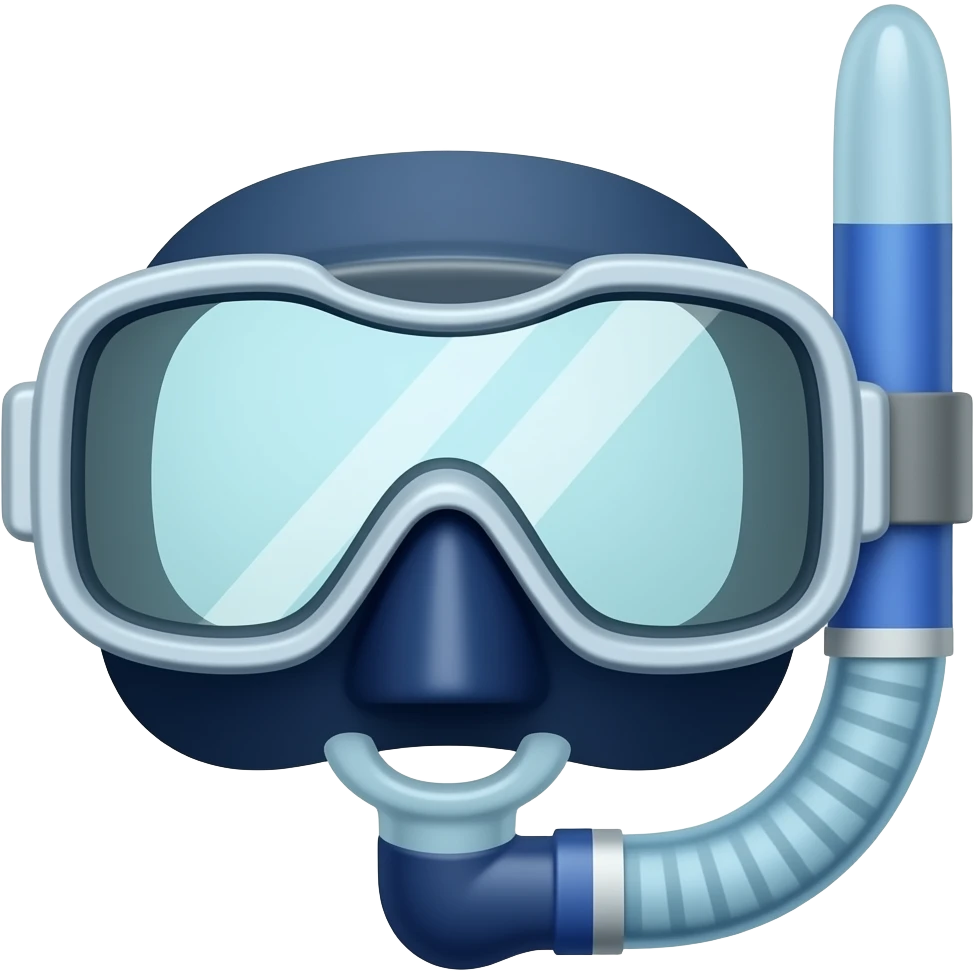 Diving mask, Dark blue, Sky white, Coastal grey emoji