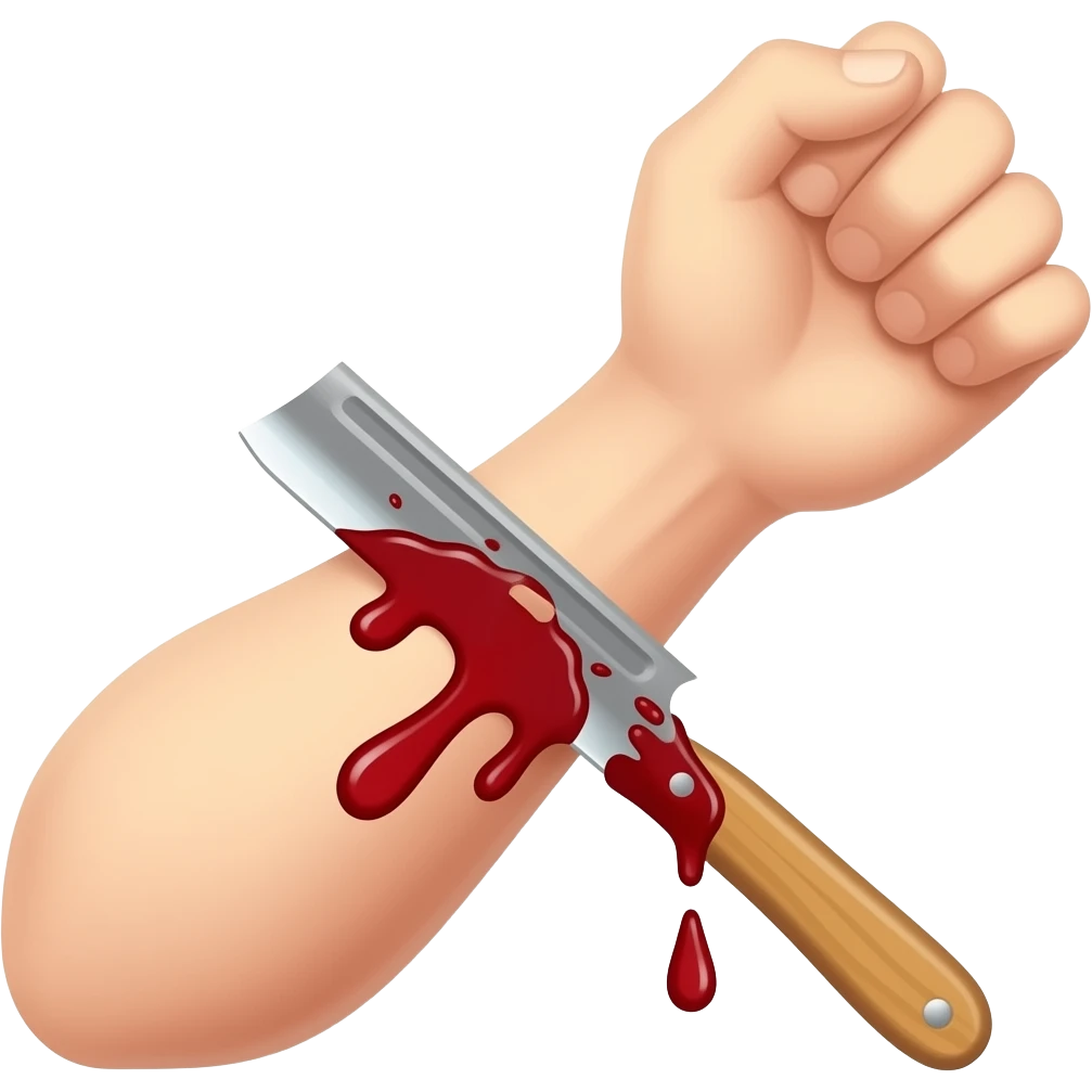 razor blade cutting forearm and bleeding emoji