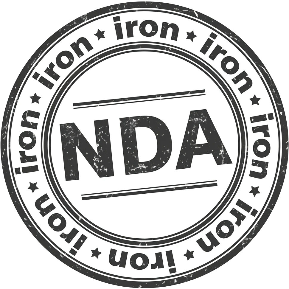 Stamp saying "NDA" in the centre, with "Iron" on the outside emoji