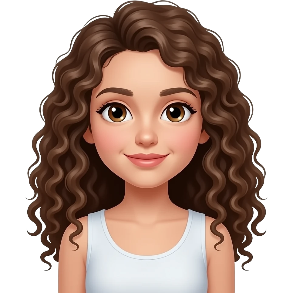 A curly long haired girl 28 years old emoji
