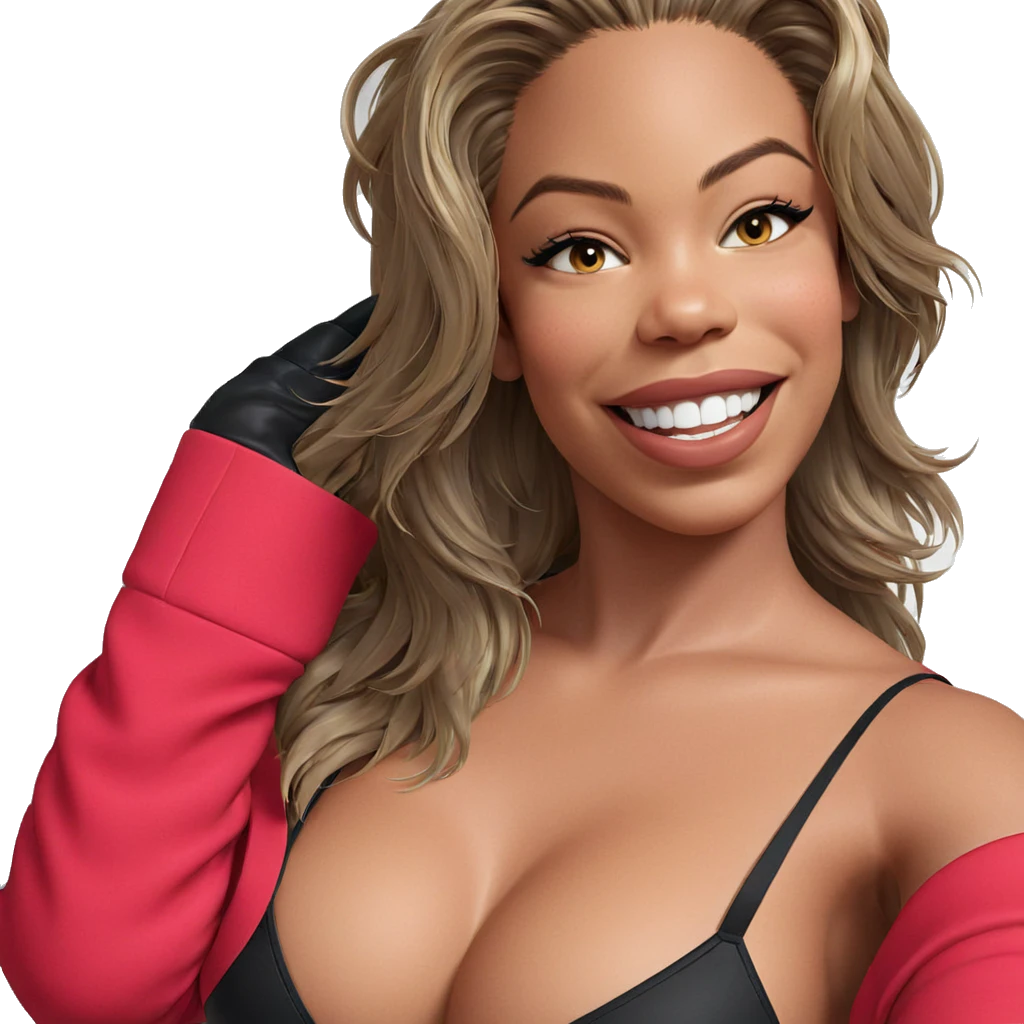 smiling girl in black bra emoji