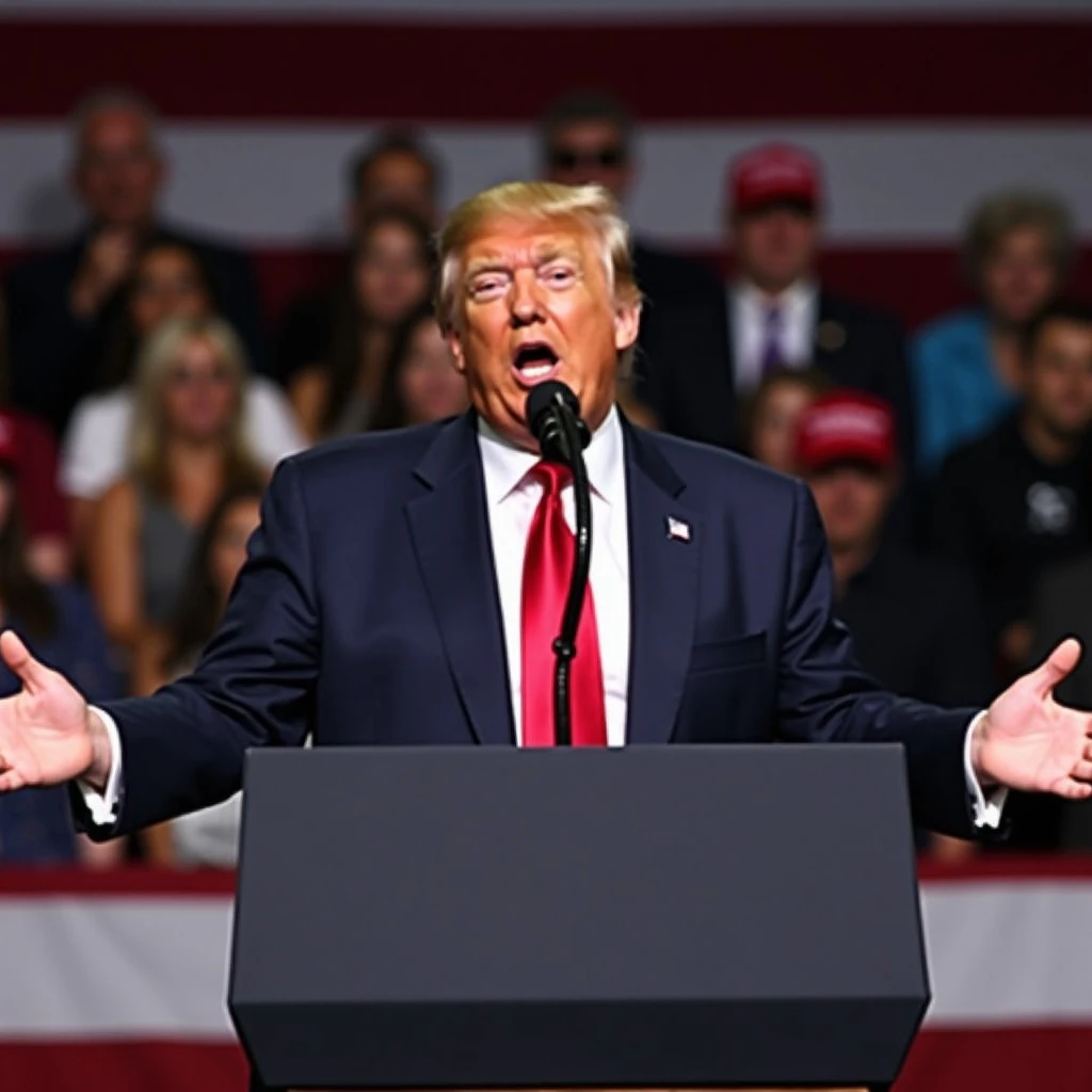 Donald Trump speaking at a rally emoji
