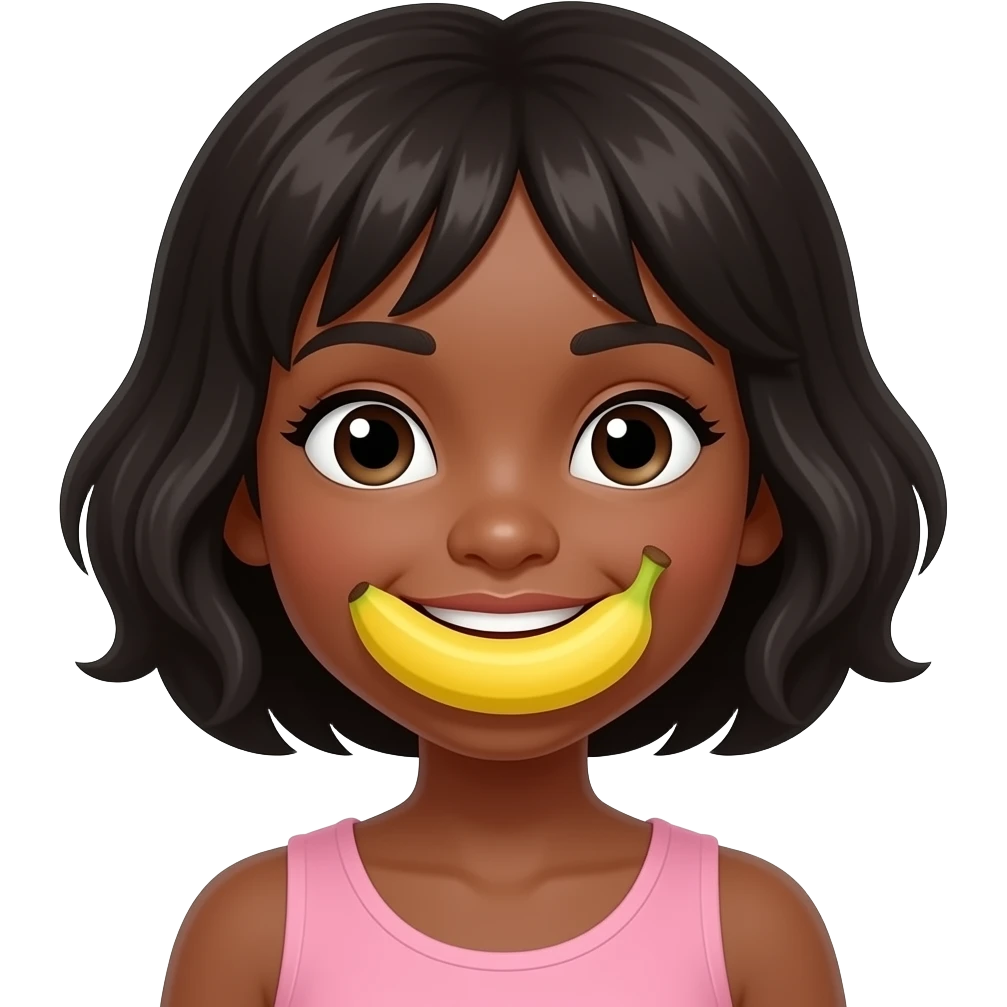 Banane dans la bouche d’une fille noir emoji