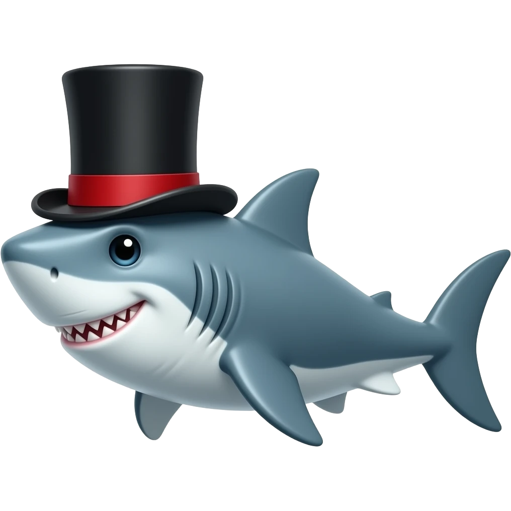 Shark with a top hat emoji