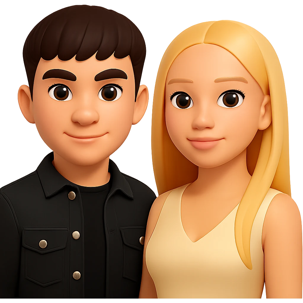 Slightly increase the volume of the upper body of the girl and rotate her to face forward. The original style is 3D Emoji, which does not support editing, so please keep the 3D Emoji style look while making these changes. Transparent background. emoji