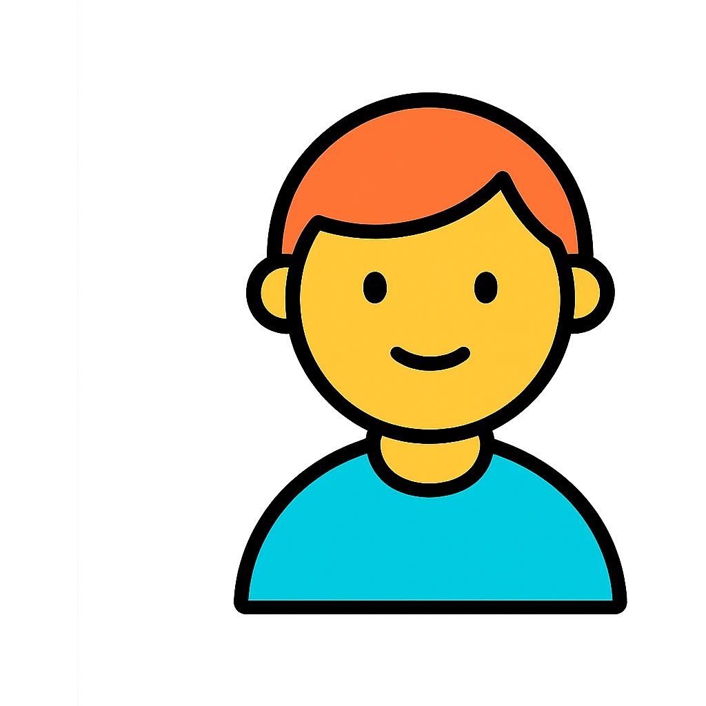 avatar icon, color accent, round face, modern icon style emoji