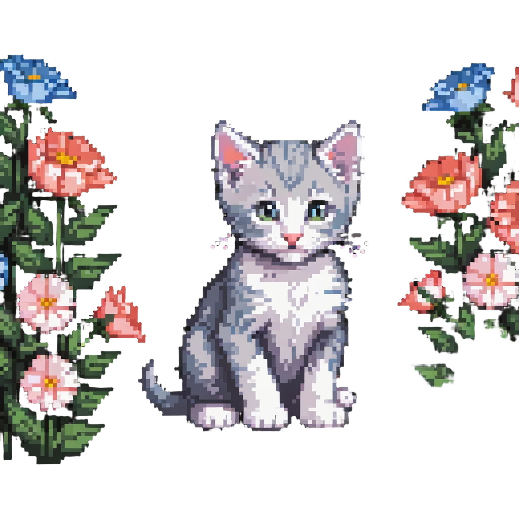 Kitten smells flowers emoji