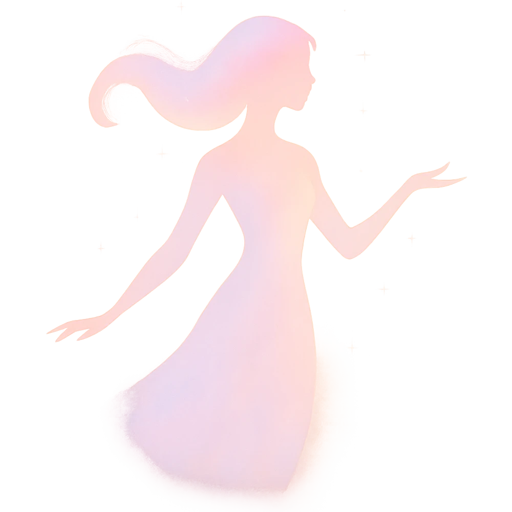 graceful, radiant figure with a soft pastel aura and a hint of sparkle, symbolizing lightness and beauty, in a minimalist silhouette emoji